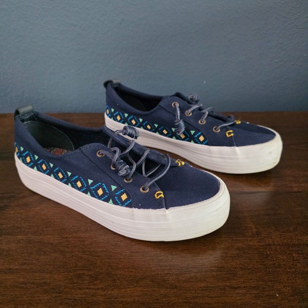 Sperry Top Sider Women's PIER WAVE HI LTT OAXACA Sneakers Platform Navy 9.5 - Picture 4 of 7